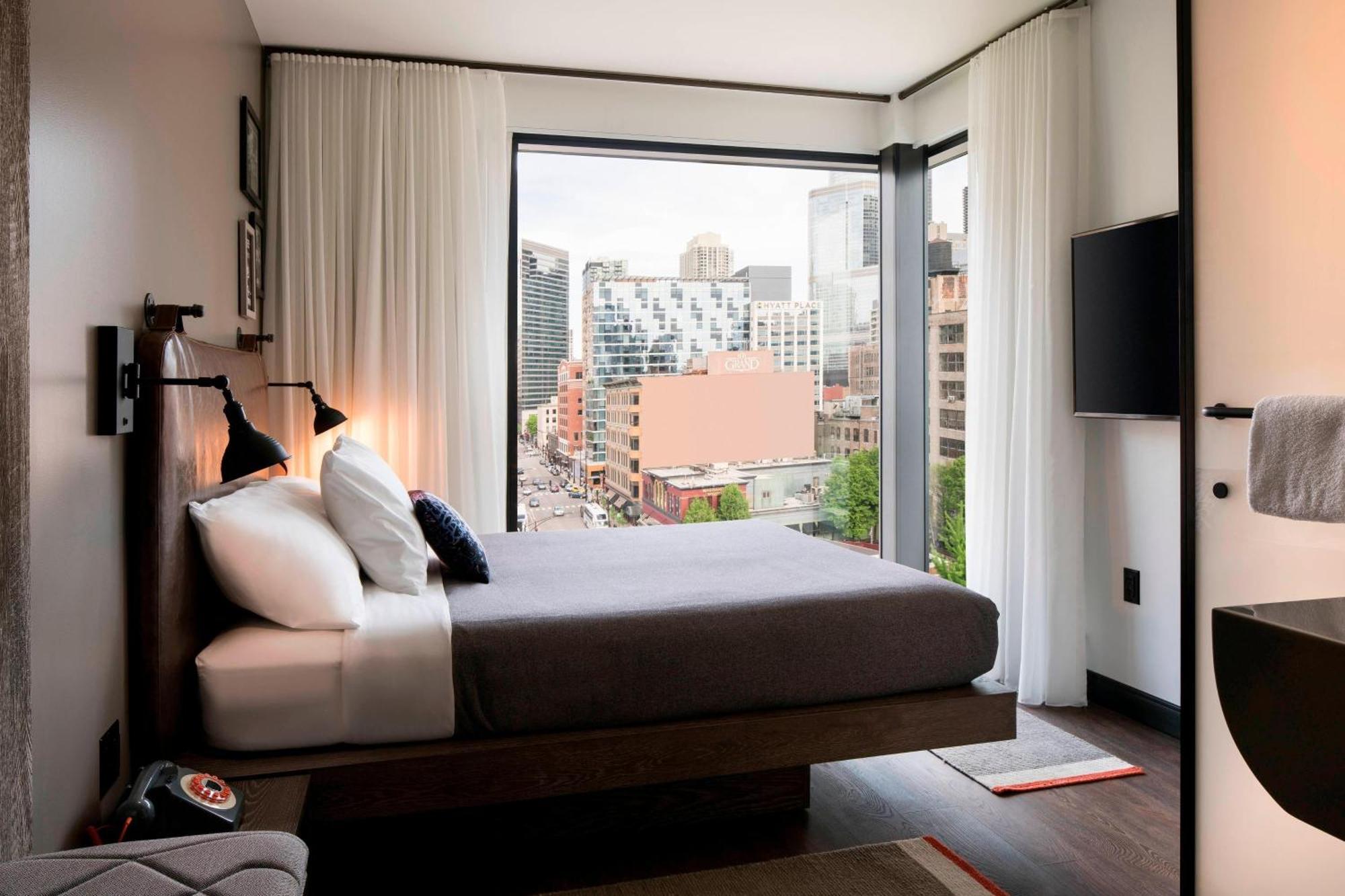 Queen Room City View Windows on Two Sides Hearing Accessible